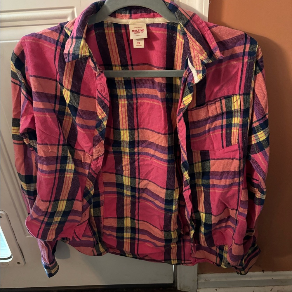 Colored flannel button up shirt